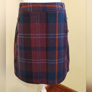Vintage Woolrich Wool Plaid Skirt Button Detail Front Size 10